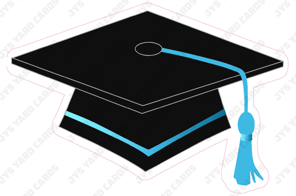 GRAD CAP: LIGHT BLUE - Yard Card Signs by JYS International