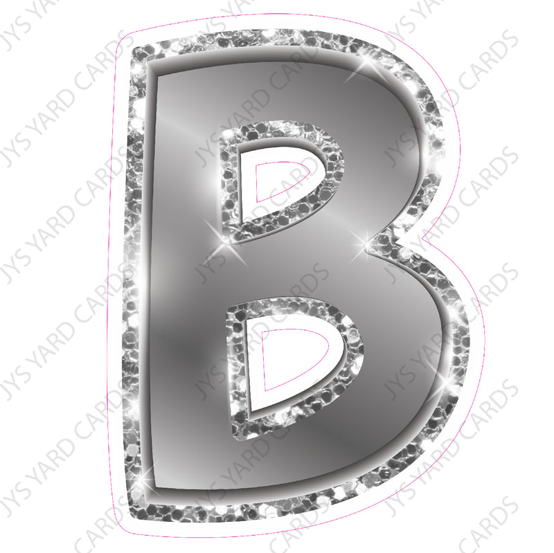 Single Letters: 18” Bouncy Metallic Silver - Yard Card Signs by JYS International