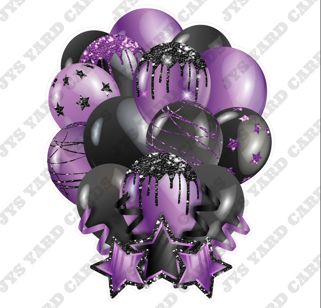 SINGLE JAZZY SOLID BALLOON: BLACK AND PURPLE - Yard Card Signs by JYS International