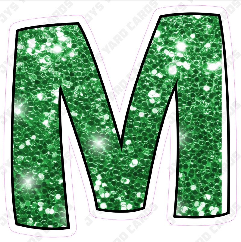 Single Letters: 18” Bouncy Glitter Green - Yard Card Signs by JYS International