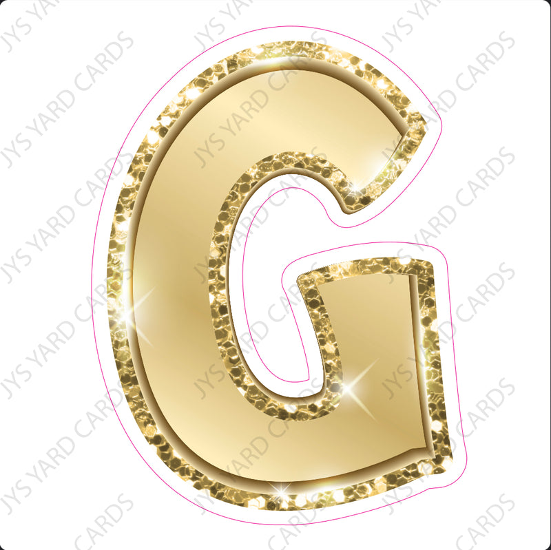 Single Letters: 18” Bouncy Metallic Gold - Yard Card Signs by JYS International