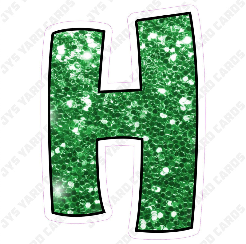 Single Letters: 23” Bouncy Glitter Green - Yard Card Signs by JYS International