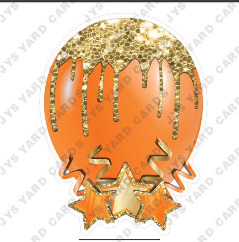 INDIVIDUAL BALLOON: ORANGE AND GOLD - Yard Card Signs by JYS International