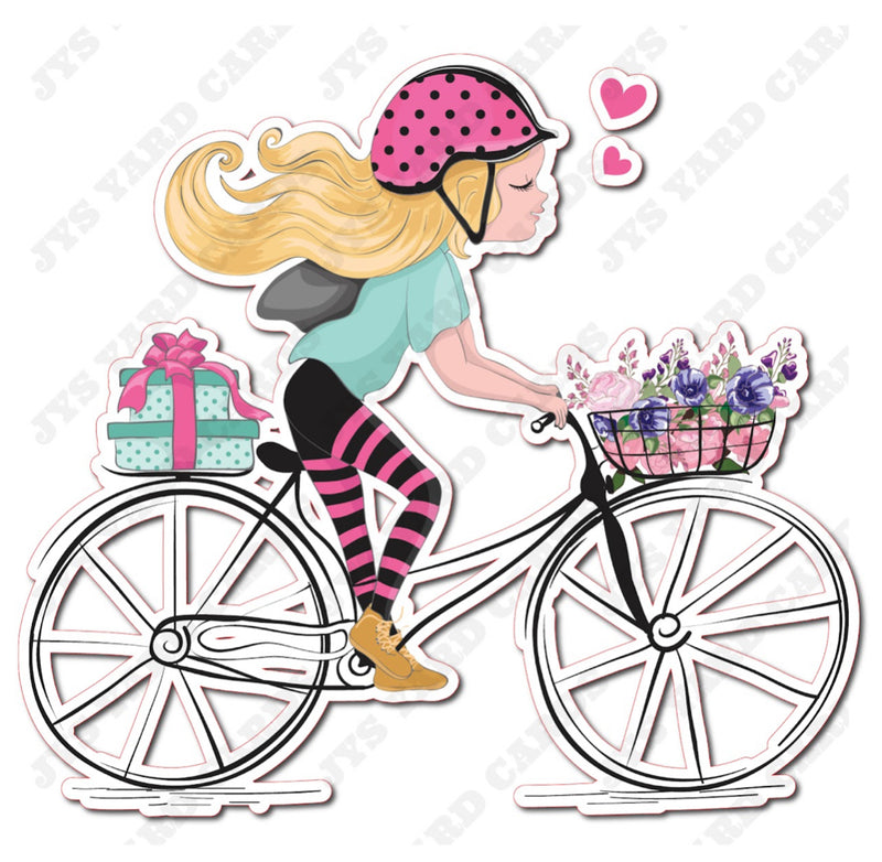 BICYCLE GIRL - Yard Card Signs by JYS International