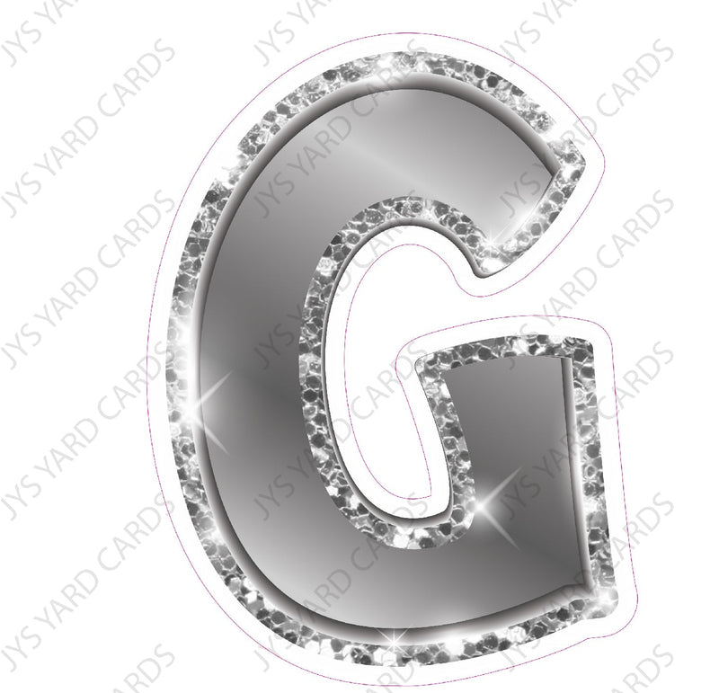 Single Letters: 23” Bouncy Metallic Silver - Yard Card Signs by JYS International