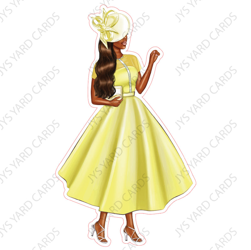 FANCY BROWN WOMAN: Yellow - Yard Card Signs by JYS International