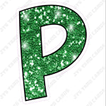 Single Letters: 23” Bouncy Glitter Green - Yard Card Signs by JYS International