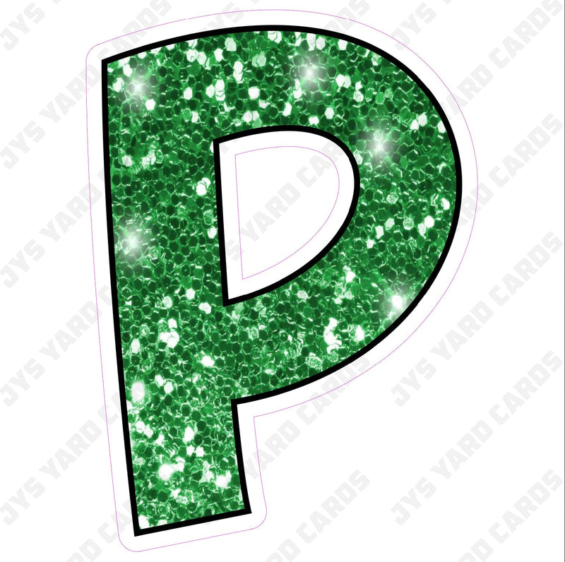 Single Letters: 23” Bouncy Glitter Green - Yard Card Signs by JYS International