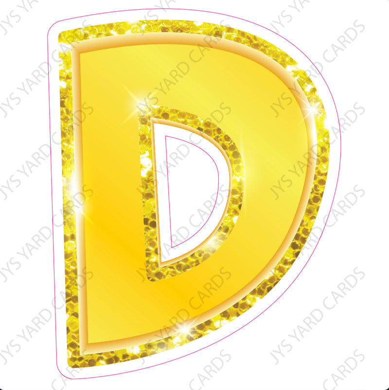 Single Letters: 18” Bouncy Metallic Yellow - Yard Card Signs by JYS International