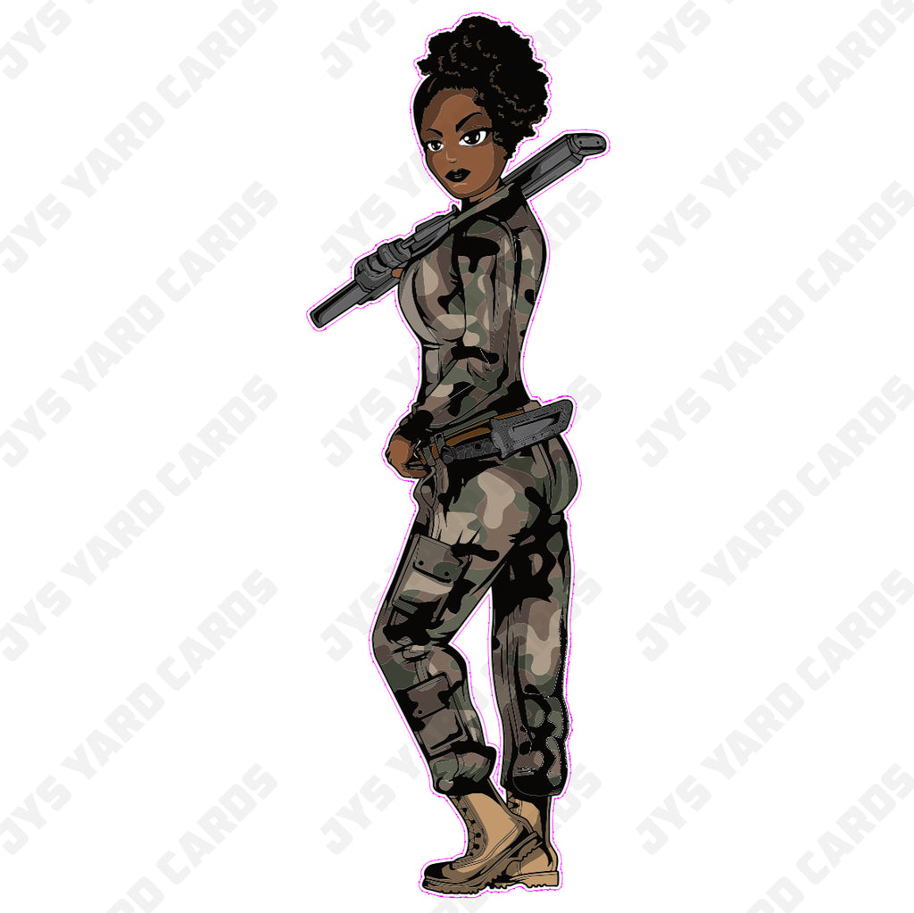 WOMAN SOLDIER 1 - Yard Card Signs by JYS International