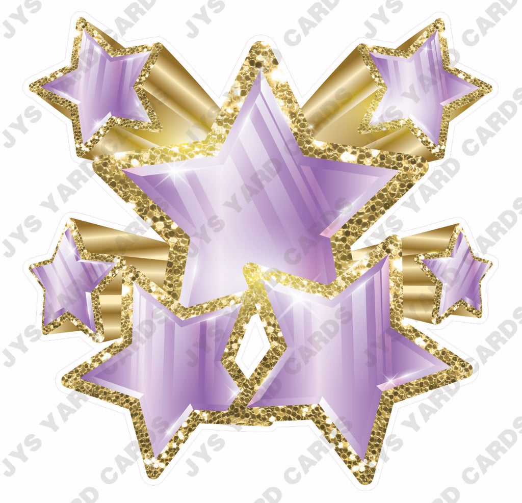 SHOOTING STARS: LIGHT PURPLE & GOLD - Yard Card Signs by JYS International