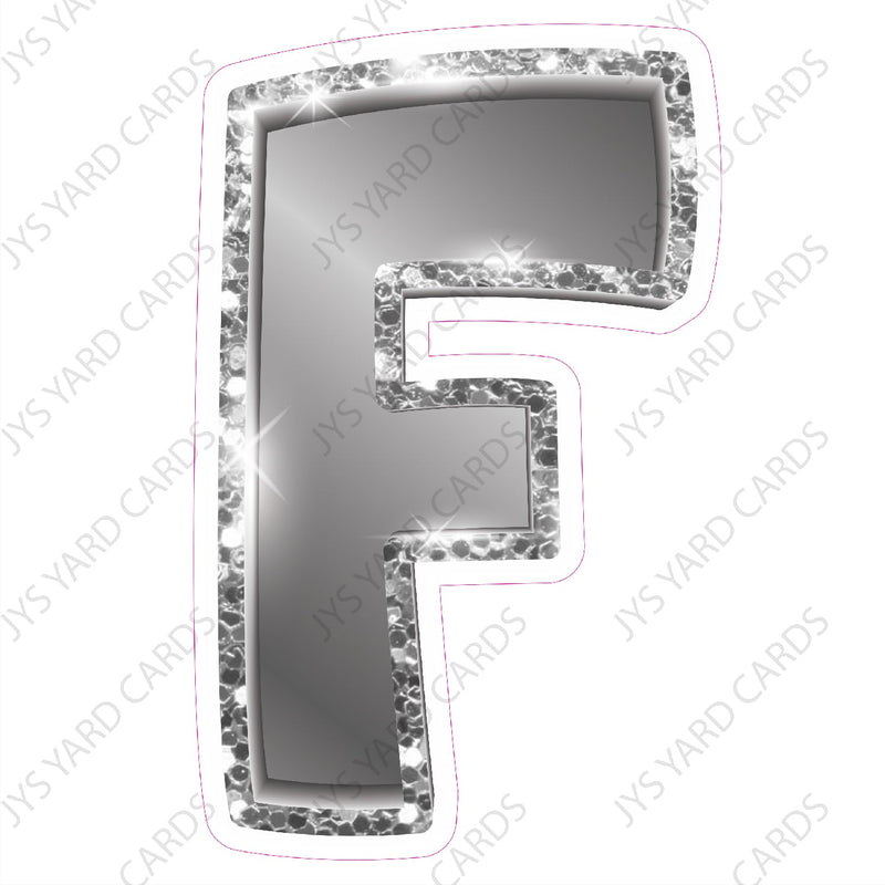 Single Letters: 12” Bouncy Metallic Silver - Yard Card Signs by JYS International