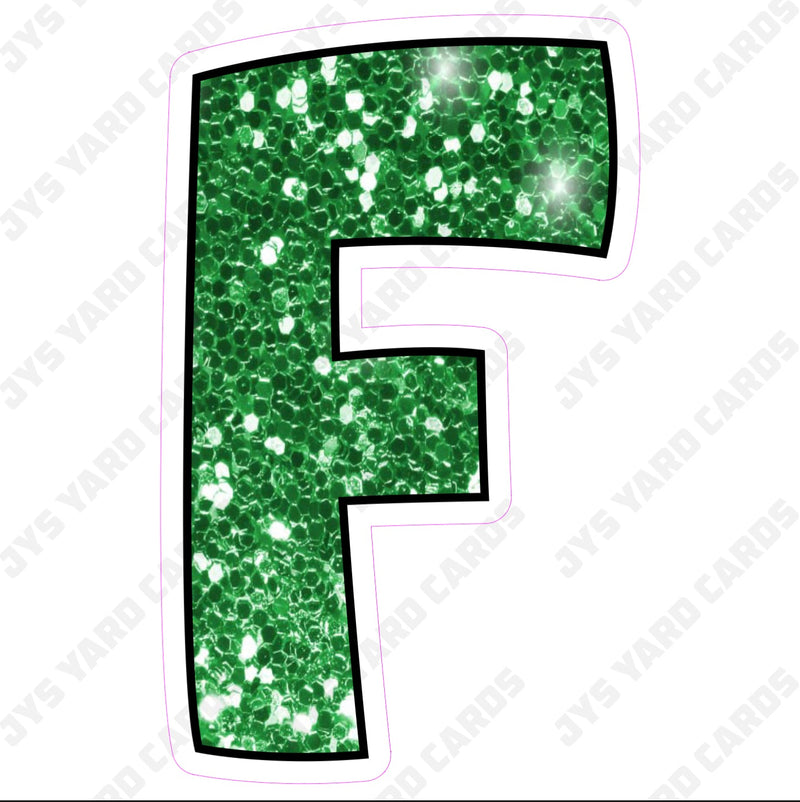 Single Letters: 12” Bouncy Glitter Green - Yard Card Signs by JYS International