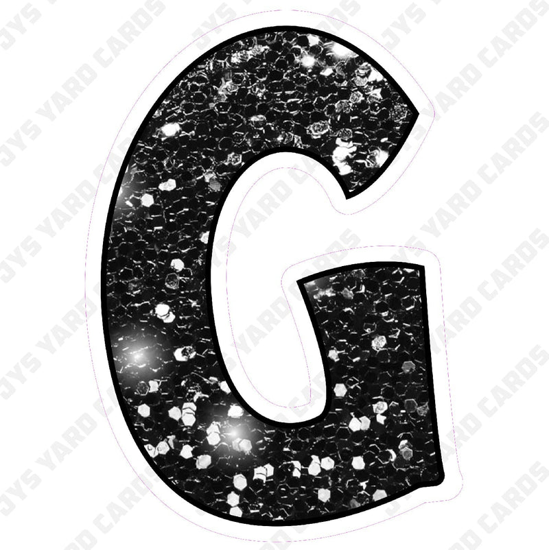 Single Letters: 23” Bouncy Glitter Black - Yard Card Signs by JYS International