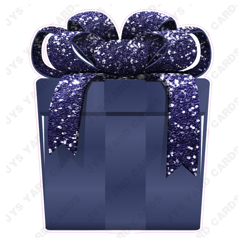 PRESENT: NAVY w/ NAVY BOW - Yard Card Signs by JYS International