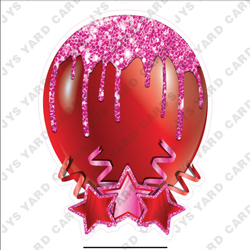 INDIVIDUAL BALLOON: PINK AND RED - Yard Card Signs by JYS International