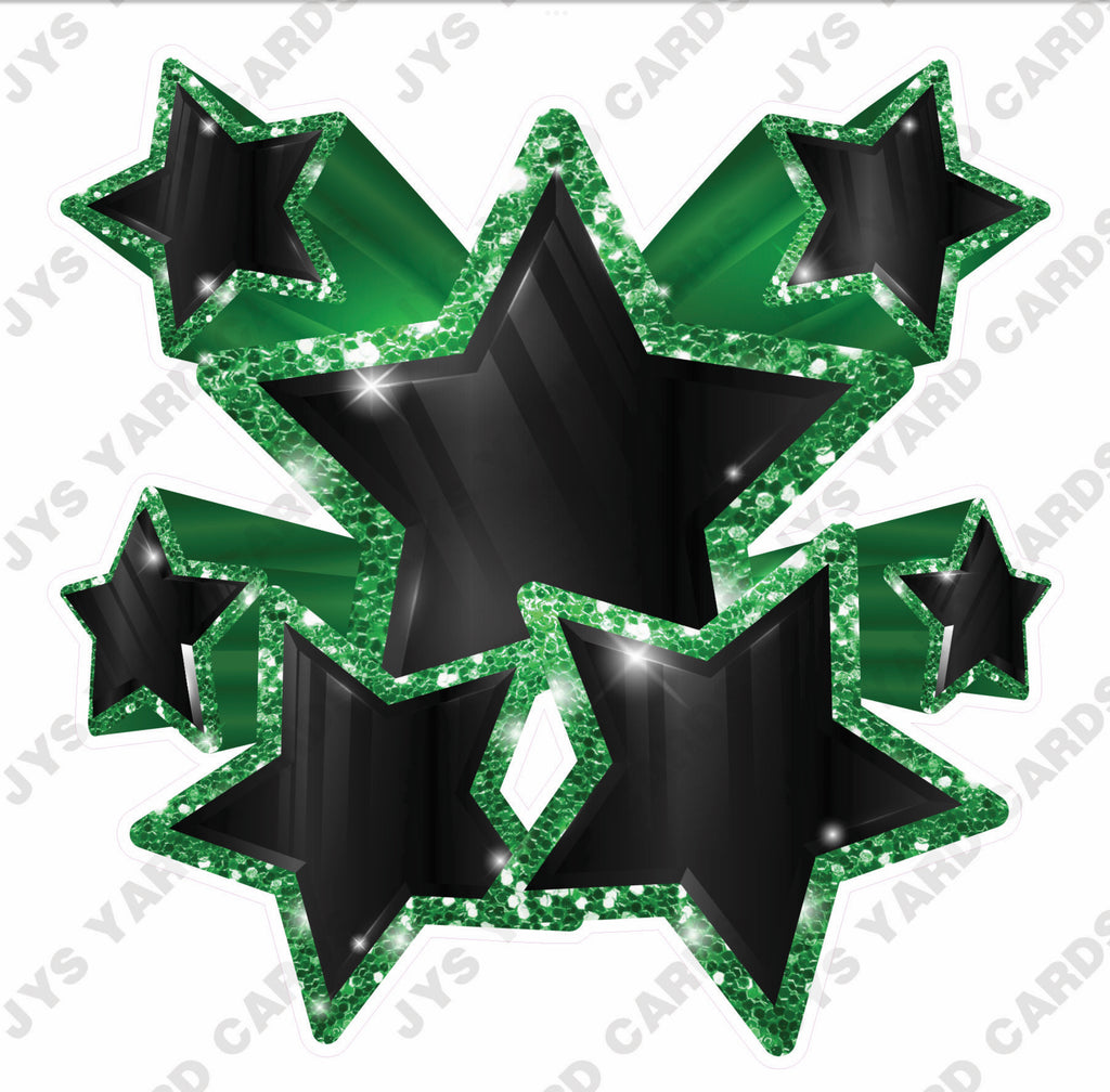 SHOOTING STARS: BLACK & GREEN - Yard Card Signs by JYS International