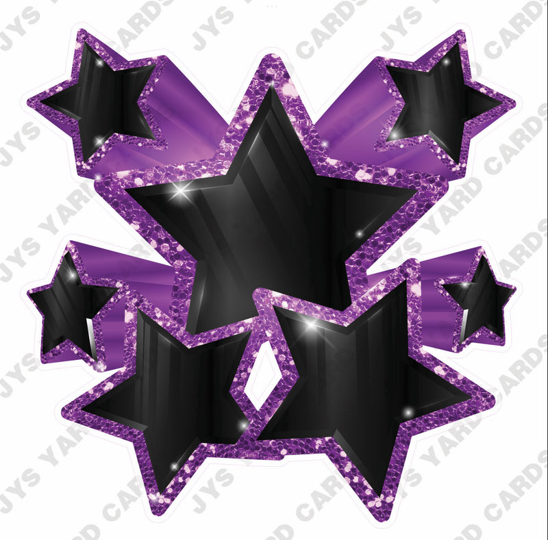 SHOOTING STARS: BLACK & PURPLE - Yard Card Signs by JYS International