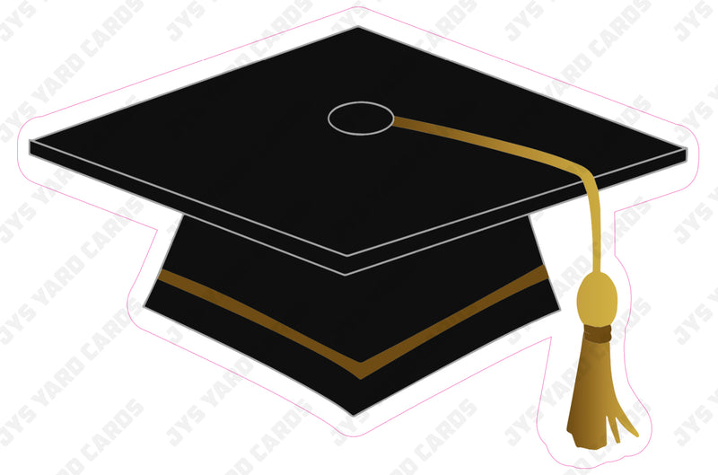 GRAD CAP: GOLD - Yard Card Signs by JYS International