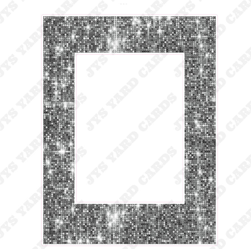 SEQUIN HBD PHOTO FRAME: SILVER - Yard Card Signs by JYS International