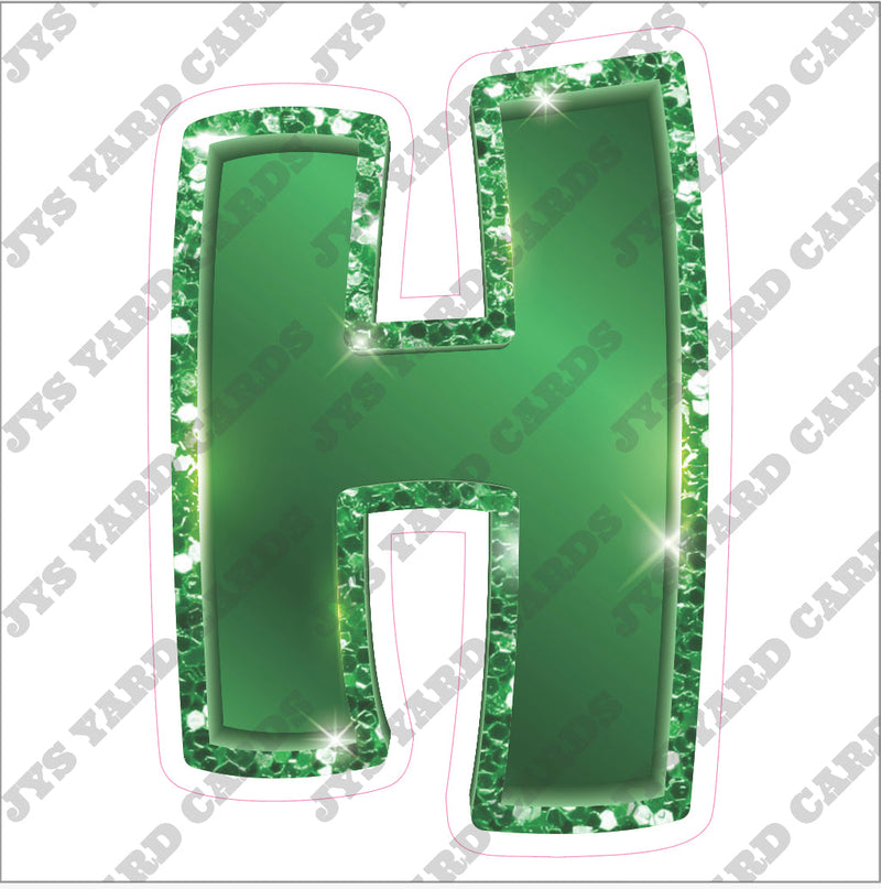 Single Letters: 18” Bouncy Metallic Green - Yard Card Signs by JYS International