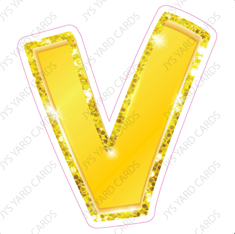 Single Letters: 23” Bouncy Metallic Yellow - Yard Card Signs by JYS International