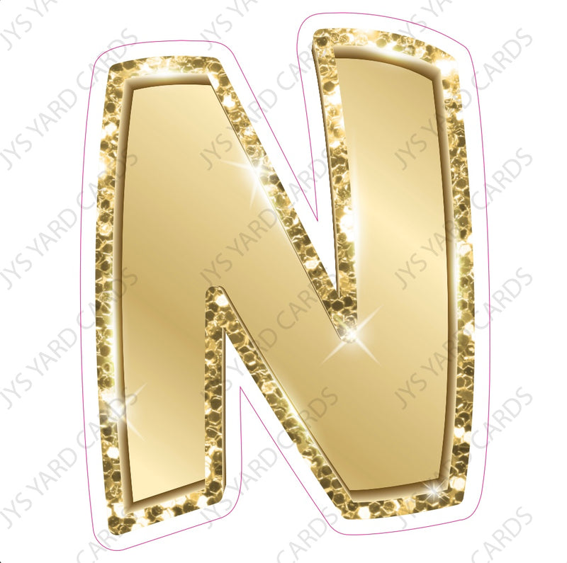 Single Letters: 18” Bouncy Metallic Gold - Yard Card Signs by JYS International