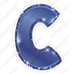 Single Letters: 12” Bouncy Glitter Metallic Navy Blue - Yard Card Signs by JYS International