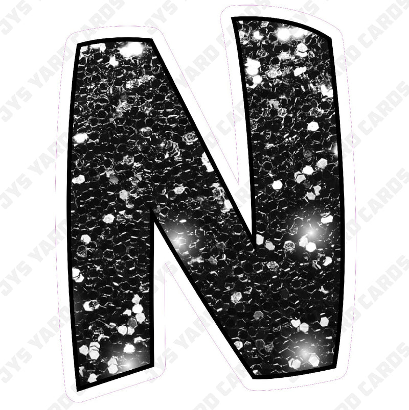 Single Letters: 23” Bouncy Glitter Black - Yard Card Signs by JYS International