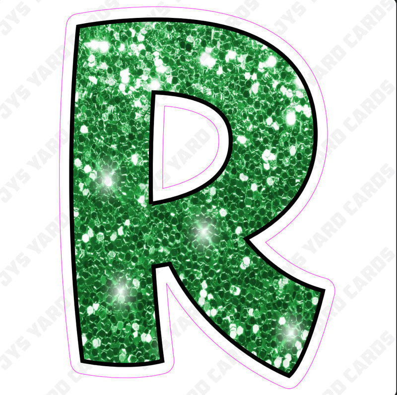 Single Letters: 23” Bouncy Glitter Green - Yard Card Signs by JYS International