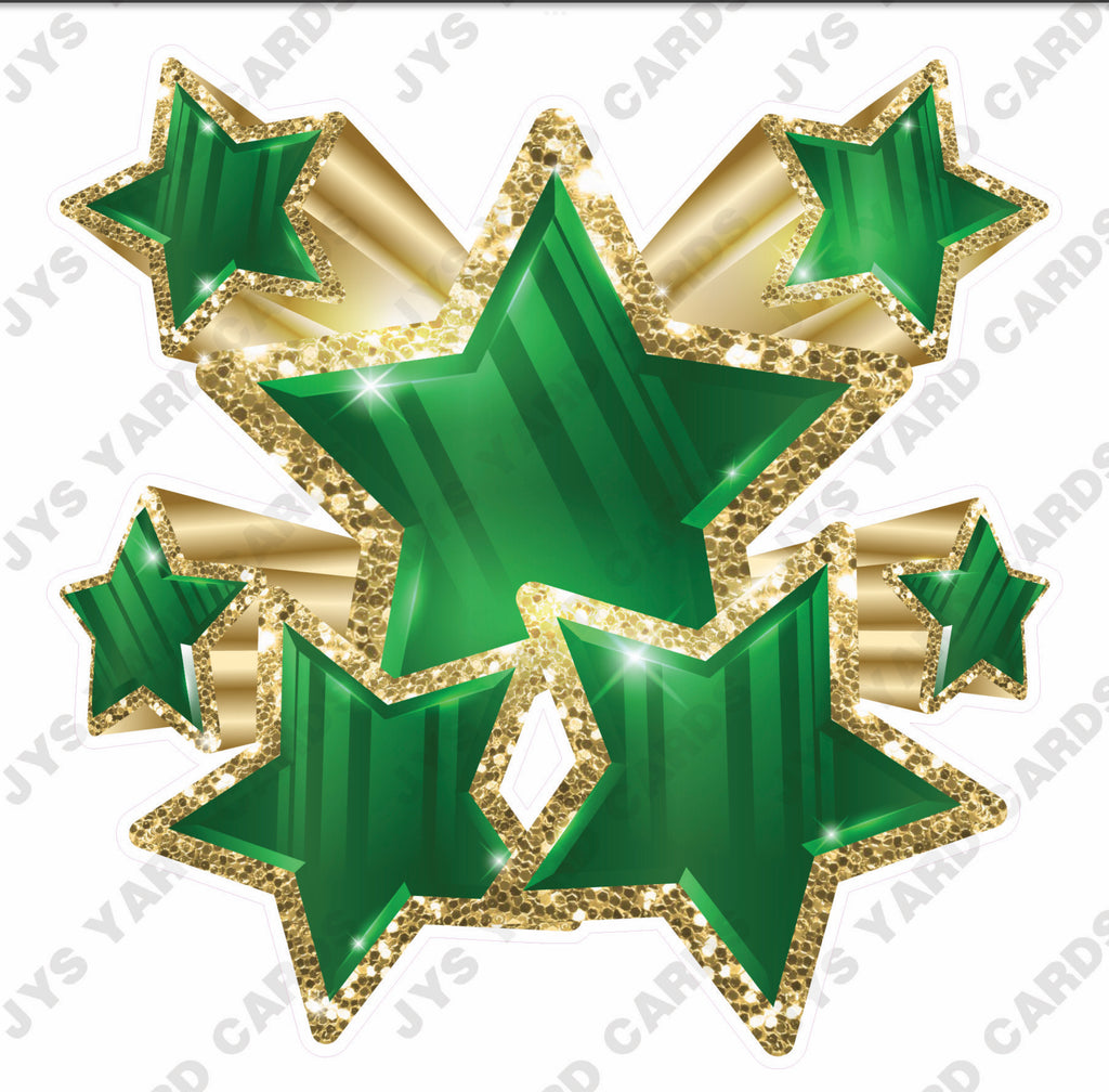 SHOOTING STARS: GREEN AND GOLD - Yard Card Signs by JYS International