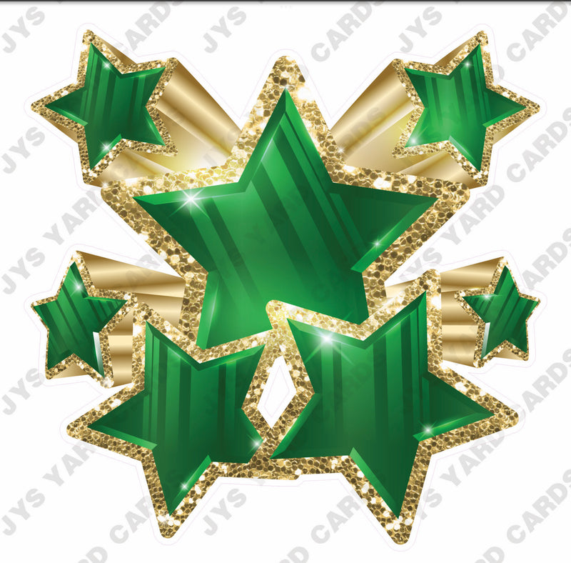 SHOOTING STARS: GREEN AND GOLD - Yard Card Signs by JYS International