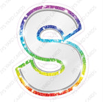 Single Letters: 23” Bouncy Metallic White With Rainbow - Yard Card Signs by JYS International