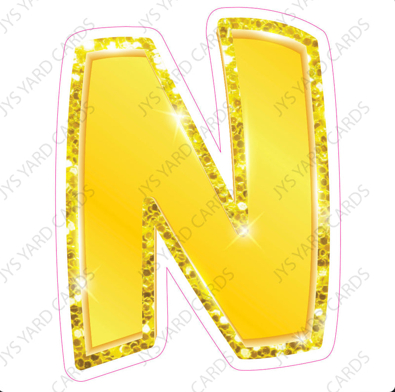 Single Letters: 23” Bouncy Metallic Yellow - Yard Card Signs by JYS International