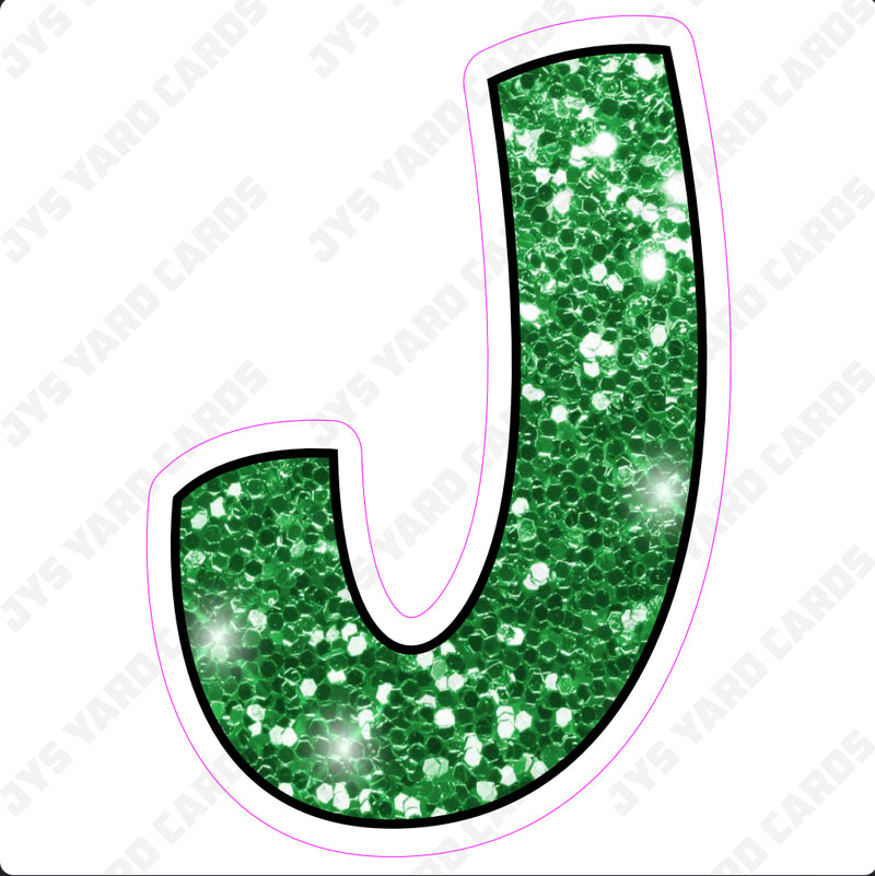 Single Letters: 18” Bouncy Glitter Green - Yard Card Signs by JYS International