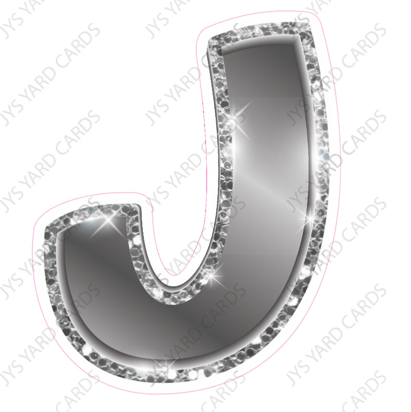 Single Letters: 18” Bouncy Metallic Silver - Yard Card Signs by JYS International