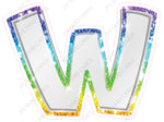 Single Letters: 18” Bouncy Metallic White With Rainbow - Yard Card Signs by JYS International