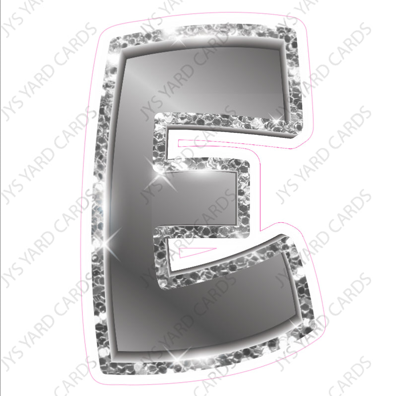 Single Letters: 18” Bouncy Metallic Silver - Yard Card Signs by JYS International