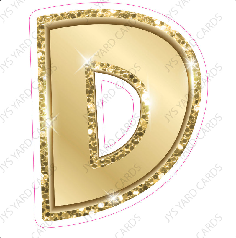 Single Letters: 12” Bouncy Metallic Gold - Yard Card Signs by JYS International