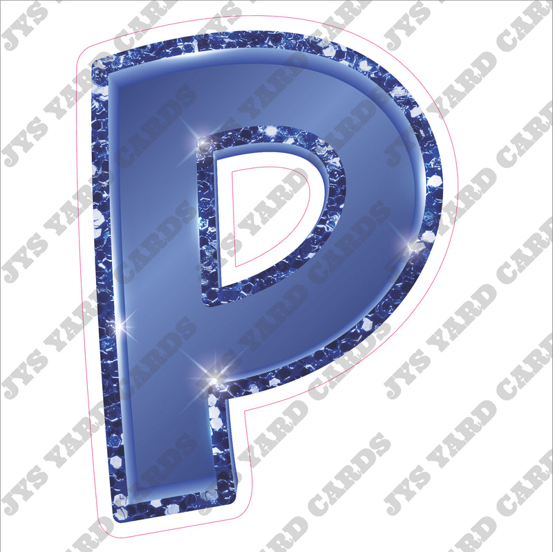 Single Letters: 18” Bouncy Glitter Metallic Navy Blue - Yard Card Signs by JYS International