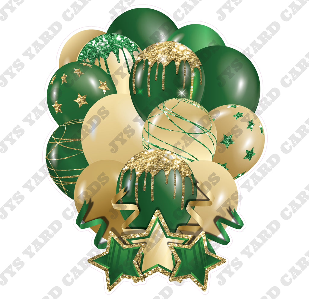 SINGLE JAZZY SOLID BALLOON: GREEN AND GOLD - Yard Card Signs by JYS International