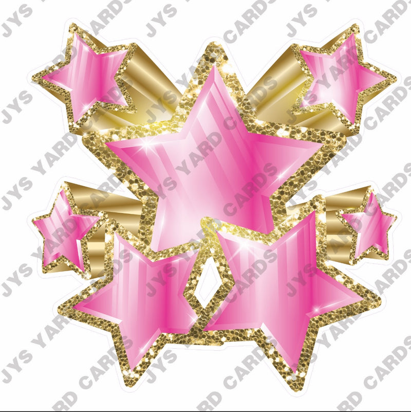 SHOOTING STARS: PINK & GOLD - Yard Card Signs by JYS International