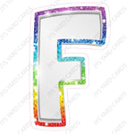 Single Letters: 12” Bouncy Metallic White With Rainbow - Yard Card Signs by JYS International