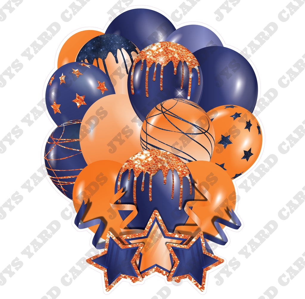 SINGLE JAZZY SOLID BALLOON: NAVY AND ORANGE - Yard Card Signs by JYS International