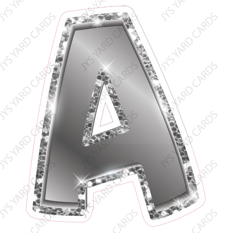 Single Letters: 23” Bouncy Metallic Silver - Yard Card Signs by JYS International