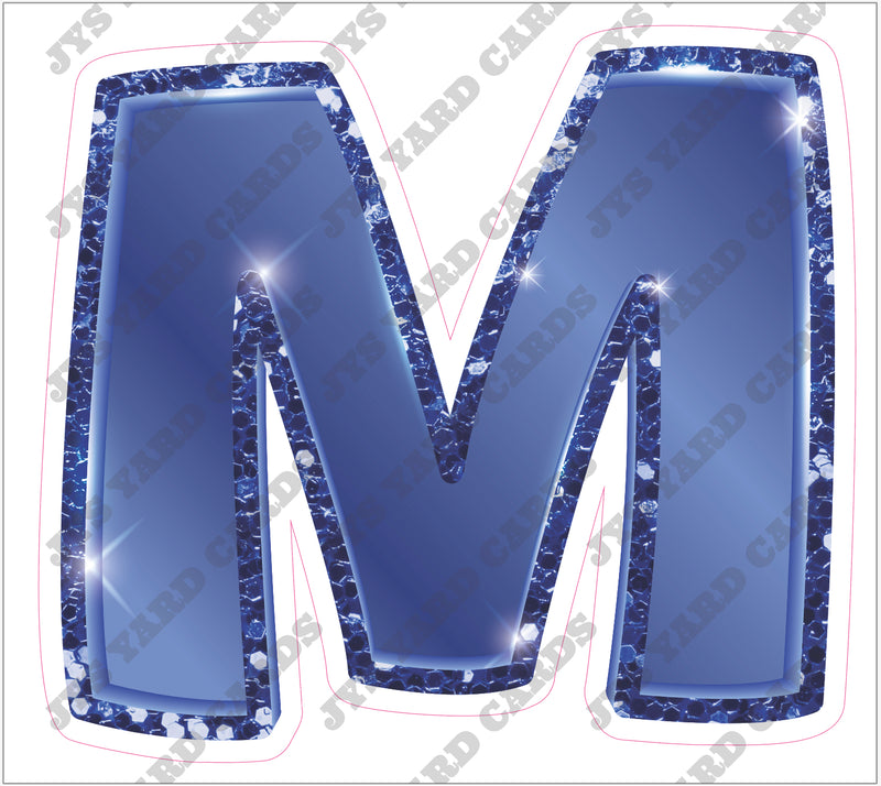 Single Letters: 18” Bouncy Glitter Metallic Navy Blue - Yard Card Signs by JYS International