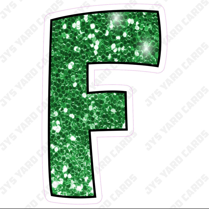 Single Letters: 23” Bouncy Glitter Green - Yard Card Signs by JYS International