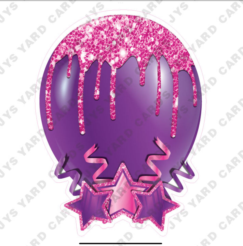 INDIVIDUAL BALLOON: PINK AND PURPLE - Yard Card Signs by JYS International