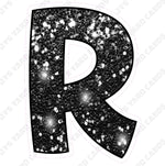 Single Letters: 12” Bouncy Glitter Black - Yard Card Signs by JYS International