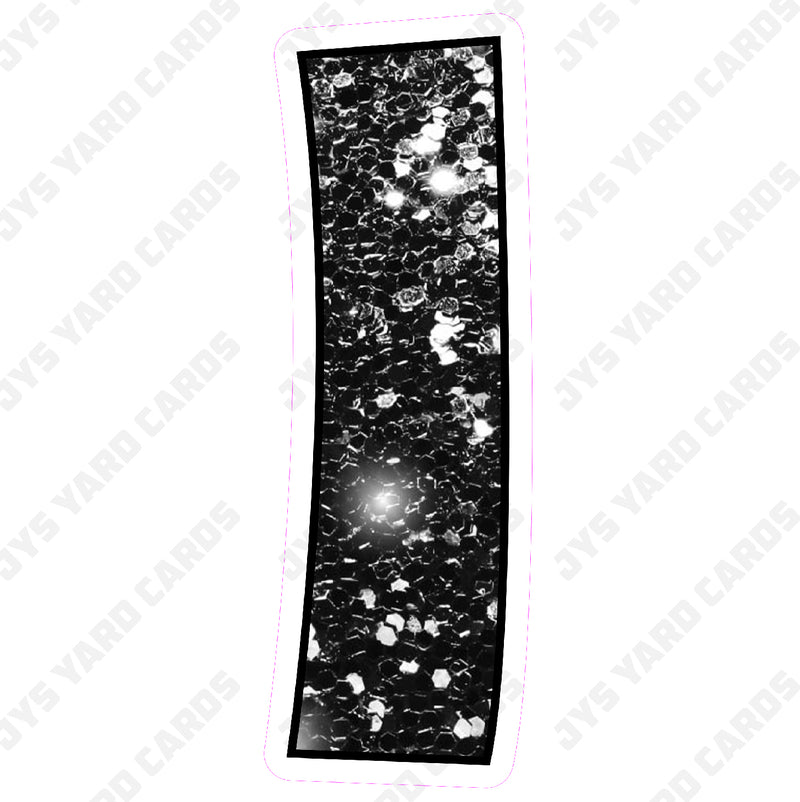 Single Letters: 18” Bouncy Glitter Black - Yard Card Signs by JYS International